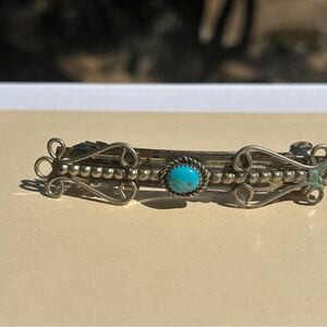 Silver Barrette with Turquoise Stone
